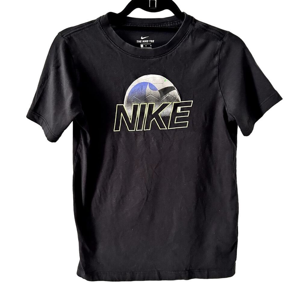 NIKE Sportswear Youth Boys Soccer Ball Logo Graphic‎ Print Black T Shirt S L